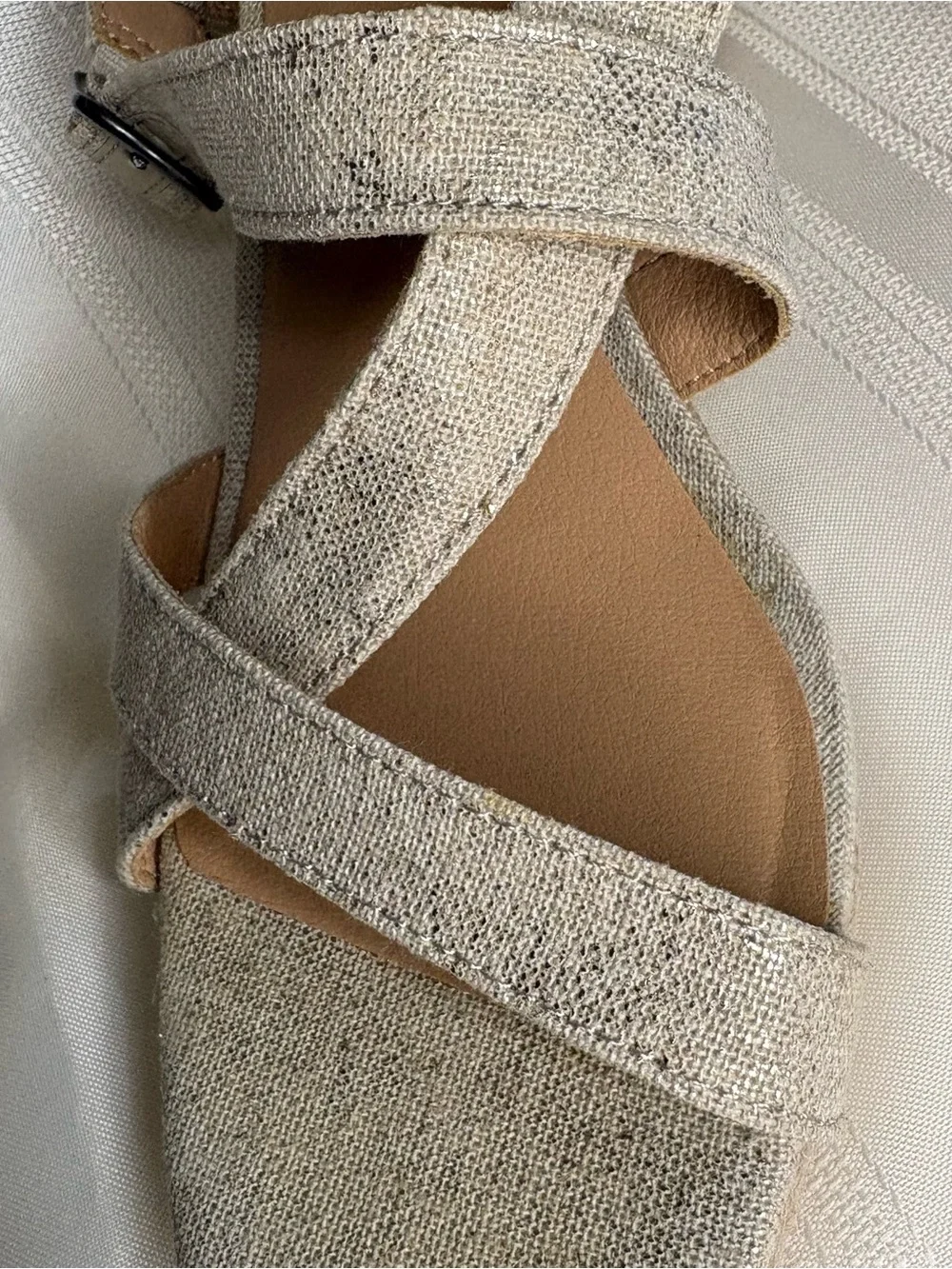 Lucky Brand Mytila Espadrille Wedge Sandals in Beige Gold Sz 10